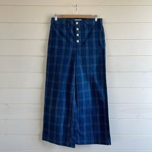 Madewell Denim Windowpane Plaid Wide Legs size 29T